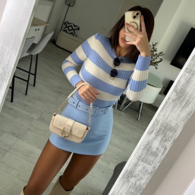 FALDA PANTALÓN CINTURÓN CELESTE