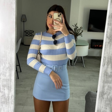 FALDA PANTALÓN CINTURÓN CELESTE