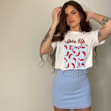 FALDA PANTALÓN CINTURÓN CELESTE