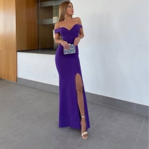 VESTIDO ESCOTE BARCO MORADO