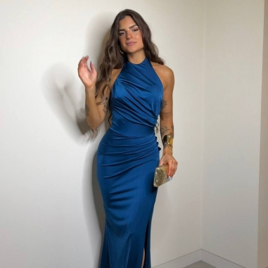 VESTIDO HALTER PETRÓLEO