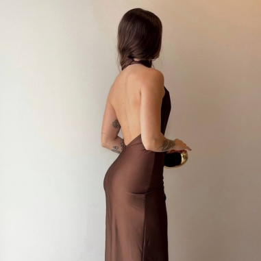 VESTIDO HALTER CHOCO