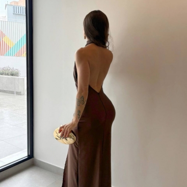 VESTIDO HALTER CHOCO