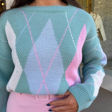 JERSEY ROMBOS TURQUESA