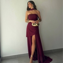 VESTIDO SERENA + CHAL BURDEOS 2