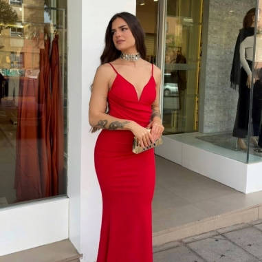 VESTIDO EVENTO LARGO ROJO