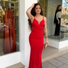 VESTIDO EVENTO LARGO ROJO