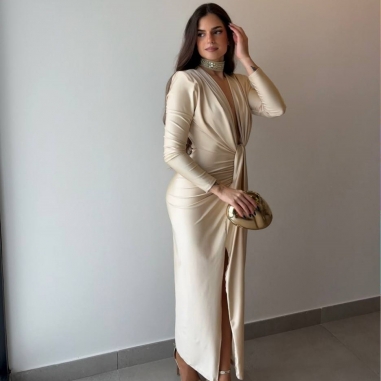 VESTIDO NUDO MANGA CHAMPÁN