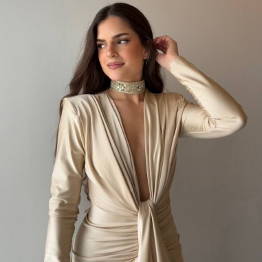 VESTIDO NUDO MANGA CHAMPÁN