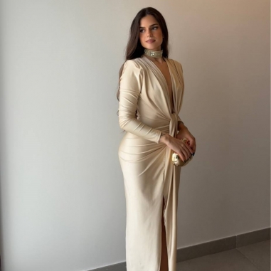 VESTIDO NUDO MANGA CHAMPÁN