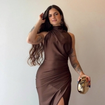 VESTIDO HALTER CHOCO