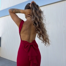 VESTIDO SIRENA LAZO VINO