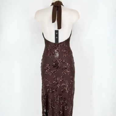 VESTIDO HALTER LENTEJUELAS CHOCO