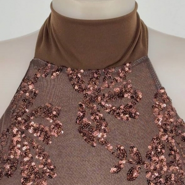 VESTIDO HALTER LENTEJUELAS CHOCO