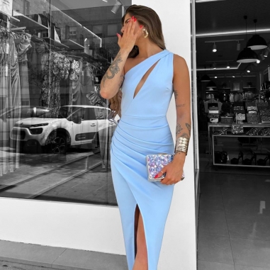 VESTIDO ABERTURA CELESTE