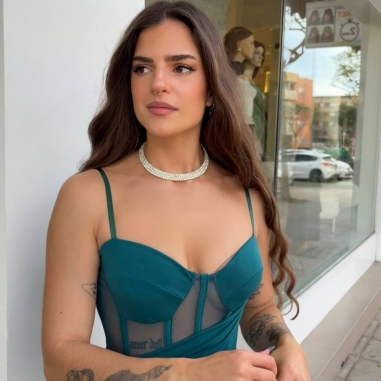 VESTIDO CORSET TUL JOYA PETRÓLEO