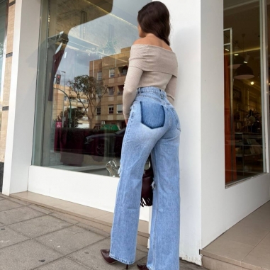 JEANS WIDE LEG ROTOS