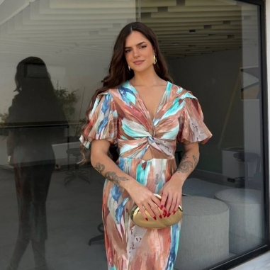 VESTIDO MANGA ABULLONADA ESTAMPADO