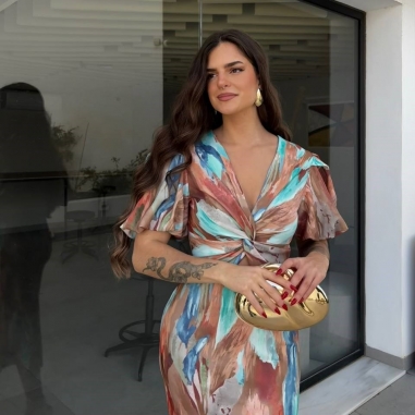 VESTIDO MANGA ABULLONADA ESTAMPADO