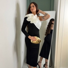 VESTIDO VOLANTE BICOLOR