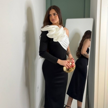 VESTIDO VOLANTE BICOLOR