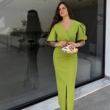 VESTIDO MANGA ABULLONADA... 2