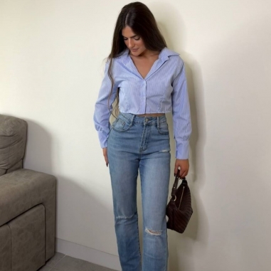 CAMISA CROPPED CELESTE