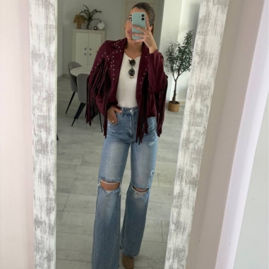 CHAQUETA FLECOS ANTELINA BURDEOS