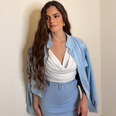 FALDA PANTALÓN CINTURÓN CELESTE