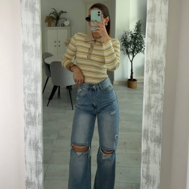 JEANS WIDE LEG BOLSILLO