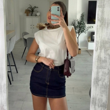 MINI FALDA PANTALÓN DENIM