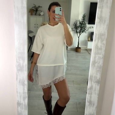 CAMISETA - VESTIDO ASIMÉTRICO ENCAJE...