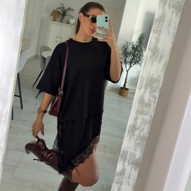 CAMISETA - VESTIDO ENCAJE ASIMÉTRICO...