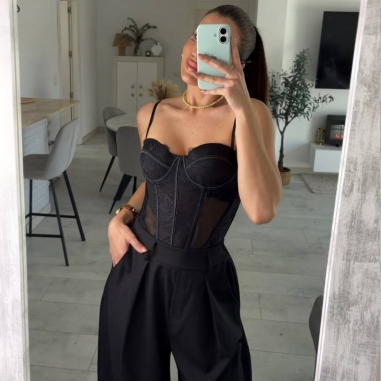 CORSET ENCAJE NEGRO
