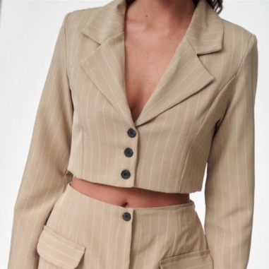 CONJUNTO TRAJE RAYAS TAUPÉ