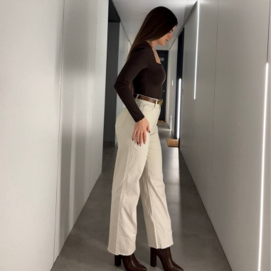 PANTALÓN CAMPANA CREMA