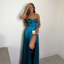 VESTIDO CORSET FLUÍDO PETRÓLEO