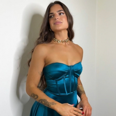 VESTIDO CORSET FLUÍDO PETRÓLEO