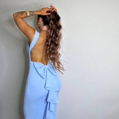 PREVENTA VESTIDO SIRENA LAZO CELESTE