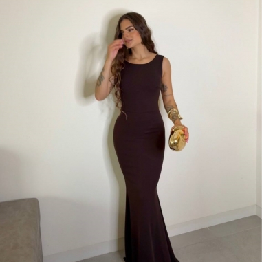 PREVENTA VESTIDO SIRENA LAZO CHOCO