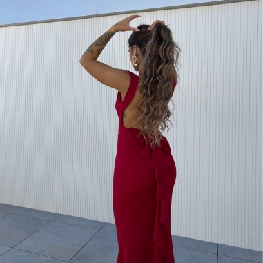 PREVENTA VESTIDO SIRENA LAZO VINO