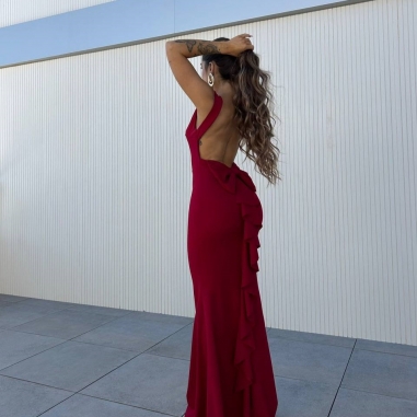 PREVENTA VESTIDO SIRENA LAZO VINO