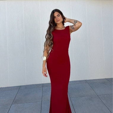 PREVENTA VESTIDO SIRENA LAZO VINO