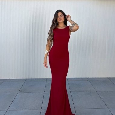 PREVENTA VESTIDO SIRENA LAZO VINO