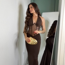 VESTIDO CORSET TUL CHOCO