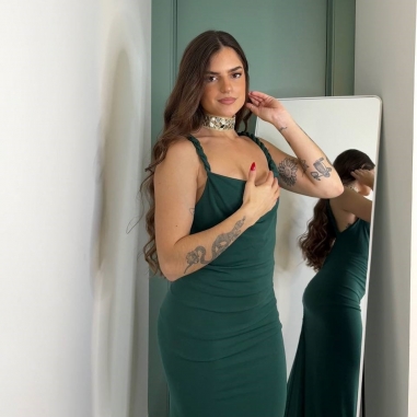 VESTIDO TRENZADO VERDE BOTELLA