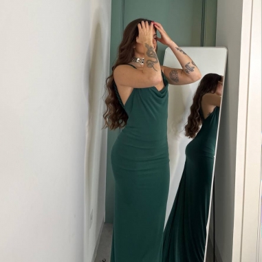 VESTIDO TRENZADO VERDE BOTELLA