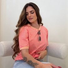 CAMISETA RAYAS CORAL