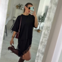 CAMISETA VESTIDO ENCAJE NEGRA