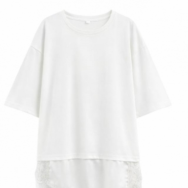 PREVENTA CAMISETA VESTIDO ENCAJE BLANCO